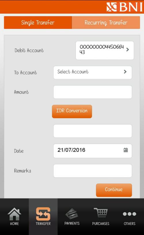 BNI46- Mobile Banking 1. Masuk ke menu mobile banking. Pilih menu Transfer 2.