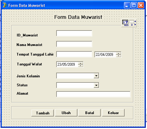 b. Form Data Muwarist Gambar 6. Form DataMuwarist c.
