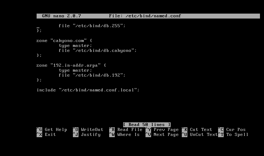 Cari tulisan A slightly different configuration for an internal subnet, kemudian edit configurasi menjadi seperti ini. Simpan Ctrl+X, tekan Y enter. 37. Restart dhcp3-server dengan perintah /etc/init.