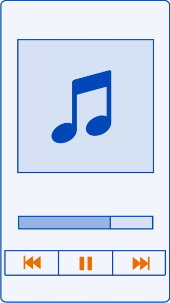 82 Musik dan audio Musik dan audio Pemutar musik Tentang pemutar musik > Pemutar musik. Anda dapat menggunakan pemutar musik di ponsel untuk mendengarkan musik dan podcast sewaktu di perjalanan.