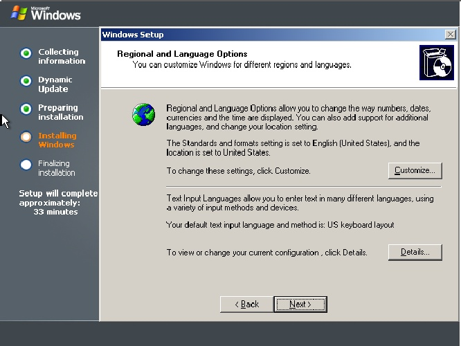 12. Windows server 2003 akan menampilkan jendela pengaturan Regional and Language Option seperti yang terlihat pada Gambar 4.10. Gambar 4.10 Regional and Language Option. 13.