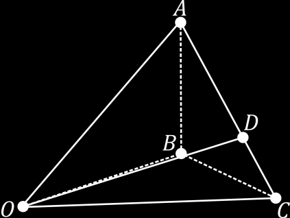 Gambar 2.22 Limas O-ABC Perhatikan. Berdasarkan sifat-sifat segitiga diketahui bahwa:...(i) karena, maka:...(ii) Berdasarkan persamaan (i) dan (ii) maka dapat diperoleh, sehingga.