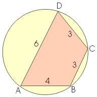 13. Nilai cos BAD pada gambar adalah... Kunci : A Misal BD = x ; BAD = Lihat ABD x² = 4² + 6² - 2. 4. 6. cos x² = 16 + 36-48 cos x² = 52-48 cos Lihat BCD x² = 3² + 3² - 2.