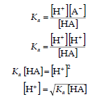 Untuk asam lemah (α << 1), akibatnya Ka sangat kecil dan posisi kesetimbangan berada di sebelah kiri.