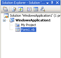 Gambar 1.9. Server Explorer 1.7 Solution Explorer Solution Explorer memberikan tampilan daftar file-file project yang sedang dibuat sehingga dapat diakses langsung.