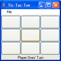 8.7 Latihan 8.7.1 Tic-Tac-Toe Extend program papan Tic-Tac-Toe yang telah Anda kembangkan sebelumnya dan tambahkan event handlers ke kode tersebut untuk membuat program berfungsi penuh.