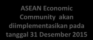 PELUANG DAN TANTANGAN BAGI UMKM DAN KOPERASI TERKAIT KERJASAMA INTERNASIONAL ASEAN Economic Community akan diimplementasikan