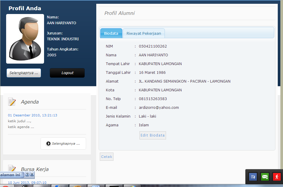 Edit data profil alumni Gambar 2.2.3 Edit Data Profil Alumni 2.