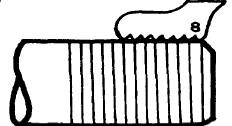 6) Jalankan mesin sampai panjang ulir yang dibuat terdapat goresan pahat, kemudian hentikan mesin dan tarik pahat keluar 7) Periksa kisar ulir yang dibuat ( Gambar 2.