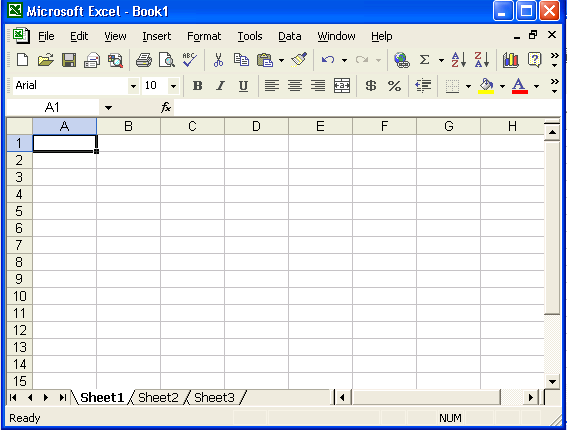 Kemudian muncul tampilan jendela utama dari Excel seperti gambar berikut ini.