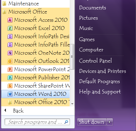 Double Klik icon Microsoft Word pada Desktop atau Klik Start All Programs