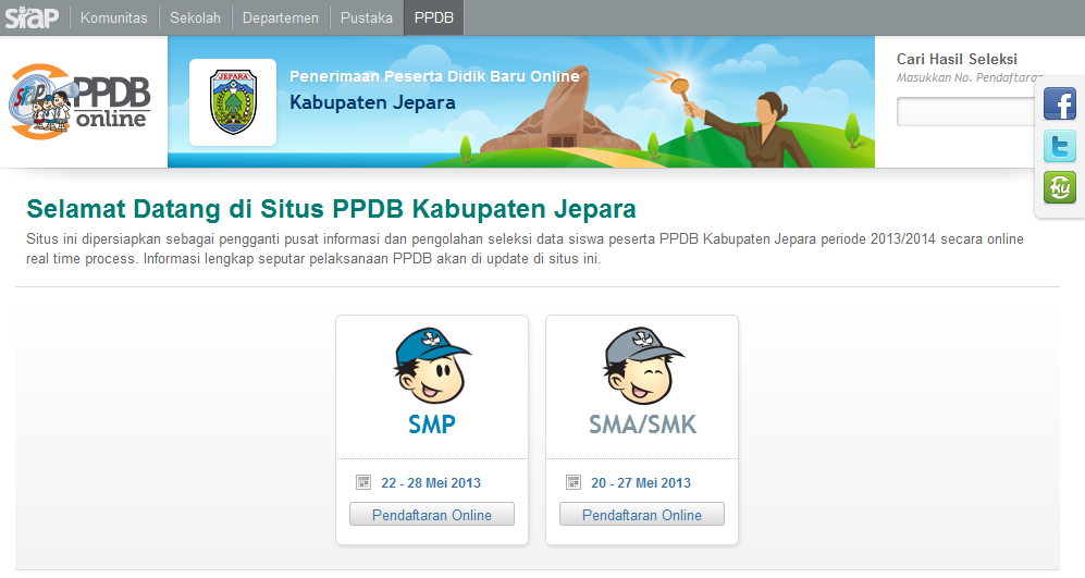 SITUS PUBLIK Situs Publik PPDB Onlne merupakan pusat informasi dan pengolahan seleksi data siswa peserta PPDB secara online real time process. Situs publik PPDB Online ada dua macam, yaitu: 1.