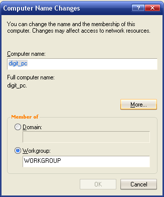 Gambar 4.3 System Properties Pilih Computer Name. Klik Change untuk merubah nama dan workgroup komputer, seperti tampilan berikut: Gambar 4.