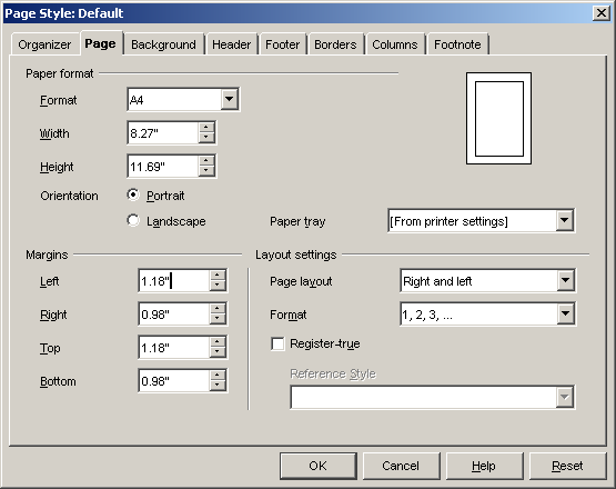 Modul Praktikum Teknologi Informasi Penyusun: Carwoto, S.T. E. LANGKAH KERJA 1. Klik Start >All Programs > OpenOffice.org >Text Documents 2. Klik menu Format > Page.