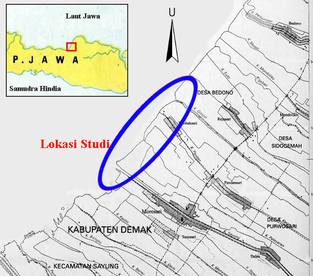 3 Gambar 1.1 Peta Lokasi Studi di Kecamatan Sayung Kabupaten Demak 1.