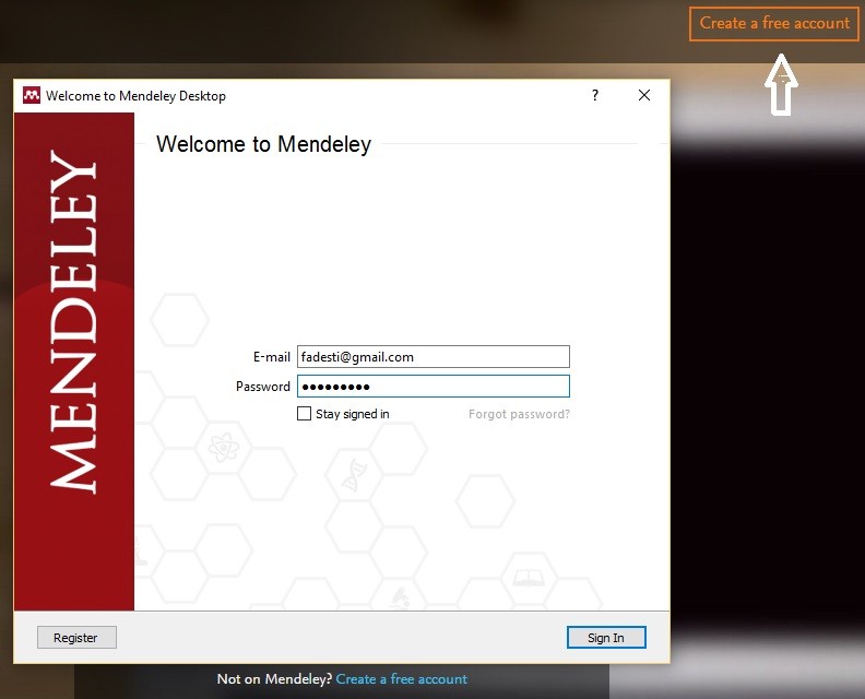 Membuat Akun Mendeley(1) Jika belum