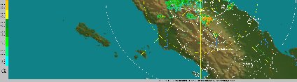B. Citra Radar 06.00 UTC (13.00 WIB) 07.00 UTC (14.00 WIB) Gambar 2. Gambar citra Radar Tanggal 26 Juli 2015 (Sumber : Radar Cuaca BBMKG Wil.