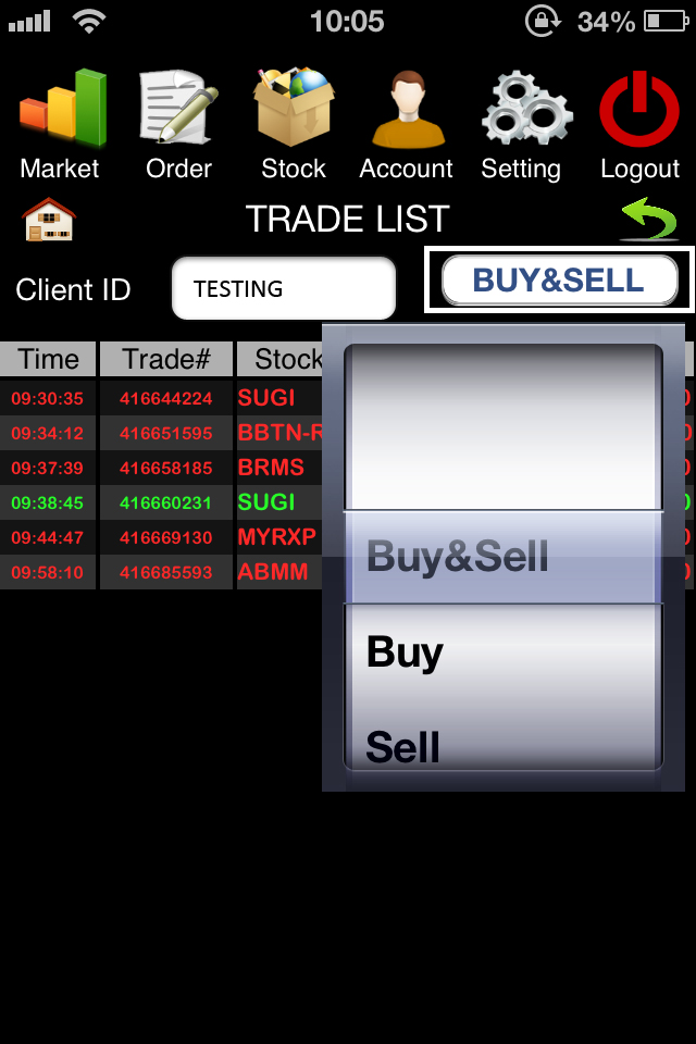 Trade List Trade List merupakan menu yang dapat digunakan user untuk melihat daftar transaksi yang sudah berhasil/match pada hari