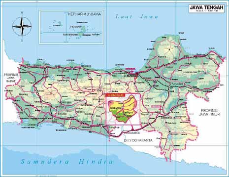 Gambar 3.2 Peta Letak Kabupaten Magelang dari Jawa Tengah, 2013
