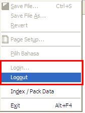 Anda dapat Logout tanpa Exit dari program, di File -> Logout, dan kemudian Login kembali.
