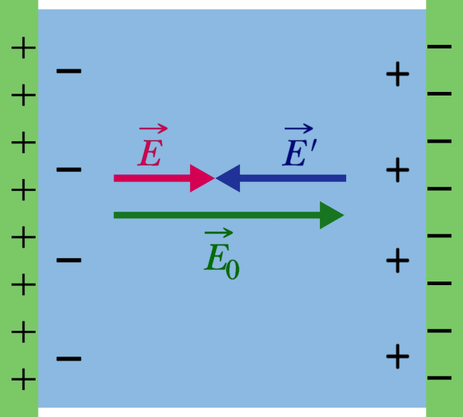 Jika ada medan listrik luar E 0, molekul-molekulnya terpolarisasi sehingga memiliki momen dipol yang arahnya sejajar dengan medan