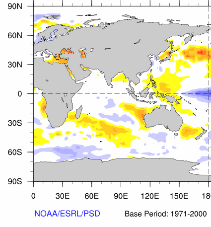 5 Gambar 2. Sebaran anomali SPL di Samudera Hindia pada tahun 1971-2000 (Sumber : NOAA, http://www.esrl.noaa.gov/psd/map/clim/sst.shtml) 2.3.