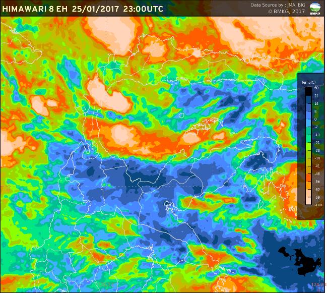 Gambar 4. Peta RH 850 hpa Tanggal 25 Januari 2017 Jam 00.00 dan 06.00 UTC.