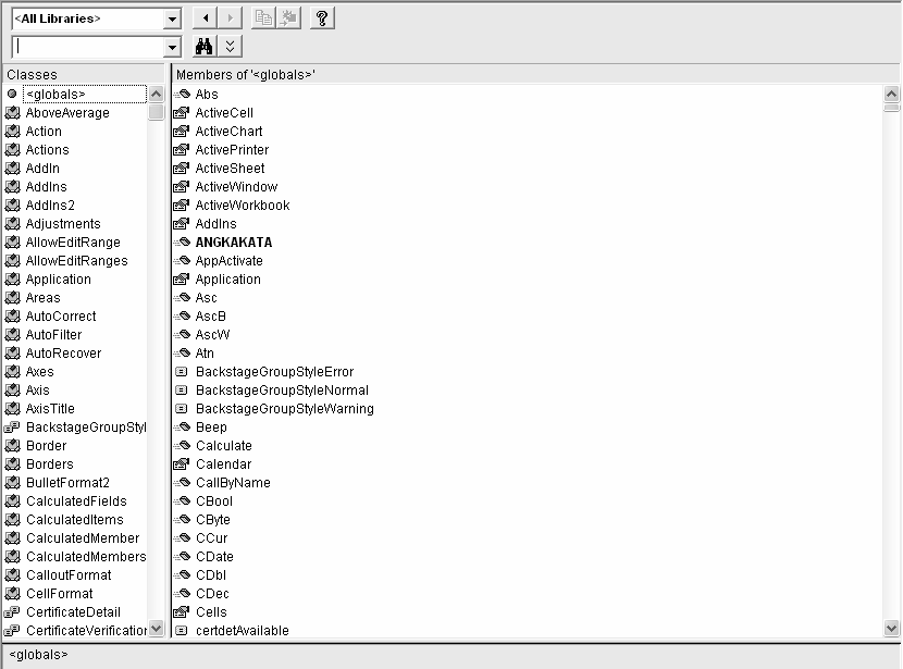 1.5.4 Window Object Window Object merupakan tempat yang digunakan untuk menampilkan, membuat dan mengatur objek UserForm serta objek kontrol dalam UserForm secara visual.