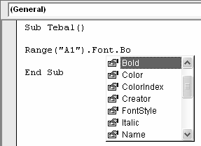 Gambar 1.32 Pengaturan properti Font melalui kotak dialog. 1.8.2 Mengubah Properti Saat Runtime Properti objek juga dapat diubah saat runtime menggunakan kode Macro.