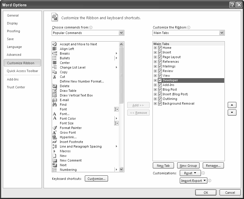 Gambar 1.3 Menu klik kanan area Ribbon. 4. Anda juga dapat menampilkan kotak dialog Excel Options dengan cara klik tab File kemudian pilih Options. Muncul kotak dialog Excel Options.