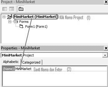 Gambar 4.4 Mengaktifkan Project 3. Ganti nama project menjadi MiniMarket, klik nama project dari Project Explore.