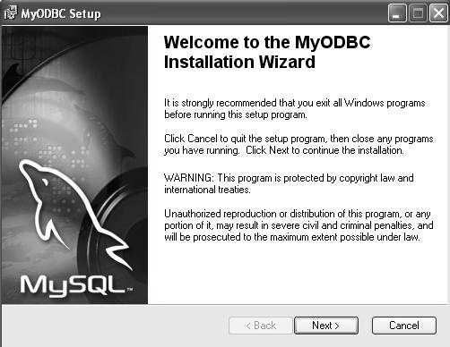 5.3 Instalasi MyODBC Perangkat lunak MyODBC merupakan perangkat lunak driver MySQL untuk memakai koneksi ODBC (dalam Bonus CD Program sudah disertakan).