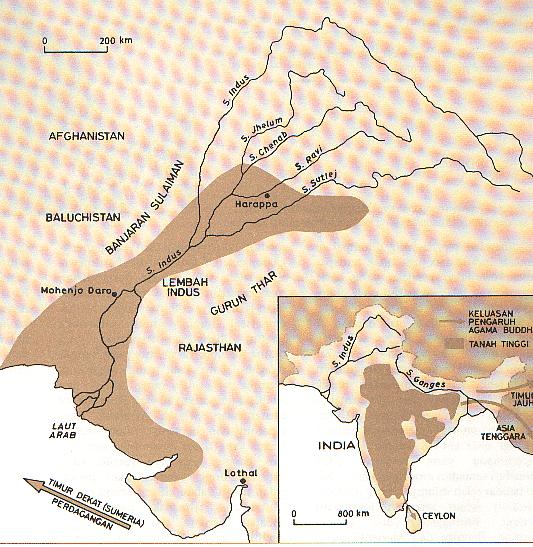 2 Bahagian A [40 markah] Jawab semua soalan. 1 Peta menunjukkan lokasi Tamadun Indus. Namakan dua bandar terancang dalam tamadun Indus. Apakah keistimewaan bandar tersebut?