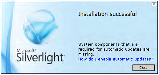 204 c. Pilih Close Gambar 4.54 Instalasi Microsoft Silverlight 2 Installation successful 4.1.3.