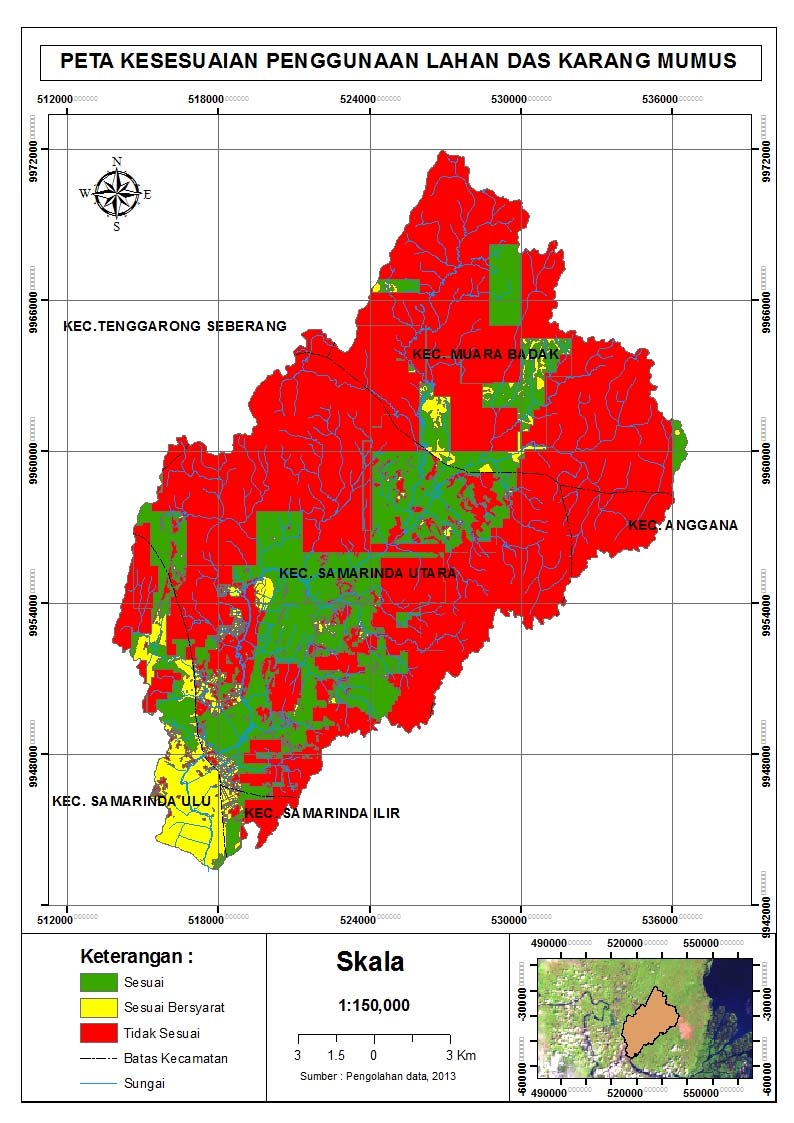 luasan Kecamatan Anggana yang termasuk kawasan DAS Karang Mumus.
