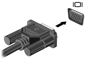 Untuk menyambungkan monitor atau proyektor: 1. Sambungkan kabel VGA dari monitor atau proyektor ke port VGA di komputer seperti ditampilkan. 2.