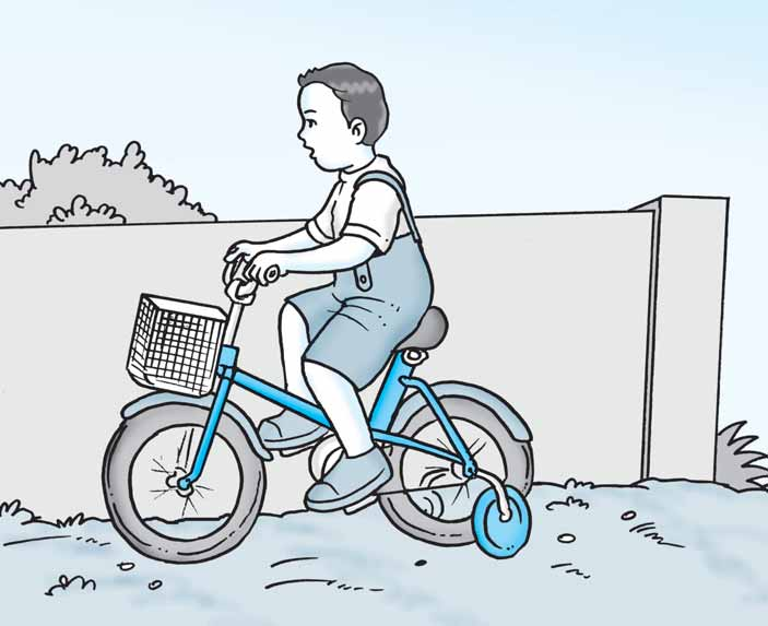 Setelah kalian membaca contoh puisi pada halaman 126, berikut ini ada gambar anak naik sepeda.
