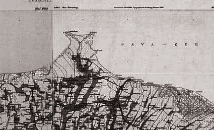 interpretasi peta topografi skala 1: 50.000 910 Blad XXIC yang diterbitkan oleh Pemerintah Belanda tahun 1910.