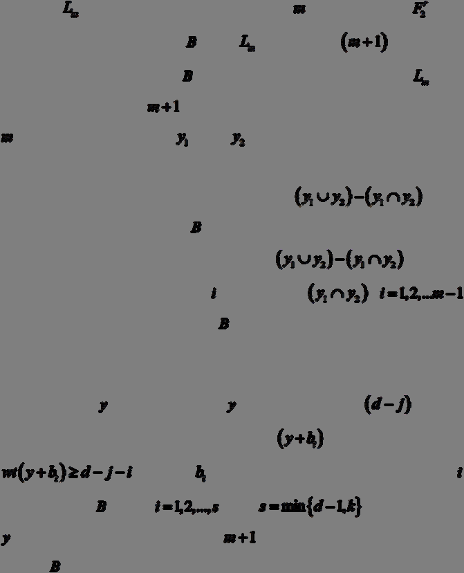 45 11. Menguji apakah m+1 vektor bisa ditambahkan ke matriks B Misalkan adalah himpunan dari kumpulan vektor anggota yang dapat ditambahkan ke matriks.