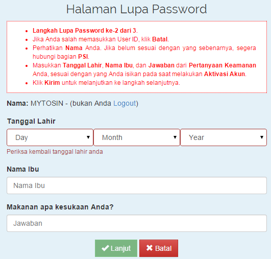 Gambar 6. Halaman Reset Password Bag 2 c.