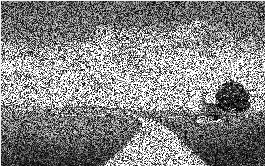 18 Gambar 2.17 Salt and Pepper Noise 2.8.2 Speckle noise Speckle noise merupakan model noise yang memberikan warna hitam pada titik yang terkena noise. (Santo, J.