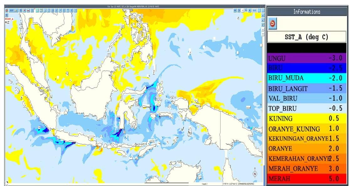 Gambar 3. (Anomaly SST perairan Aceh 13 September 2015) Sumber : Mercator BMKG 2. DMI Gambar 4.