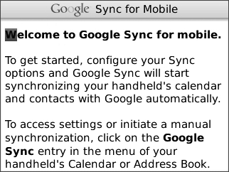 18. Selesai dengan proses update, Anda akan menemui halaman Google Sync memberikan beberapa informasi mengenai cara menggunakan aplikasi ini. Gambar 3.65.