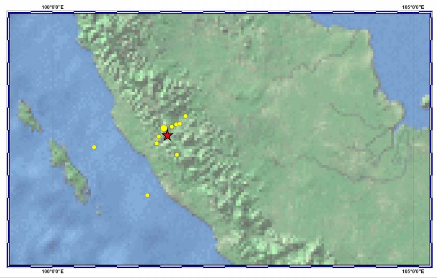 Gambar 9: Peta distribusi gempa utama dan