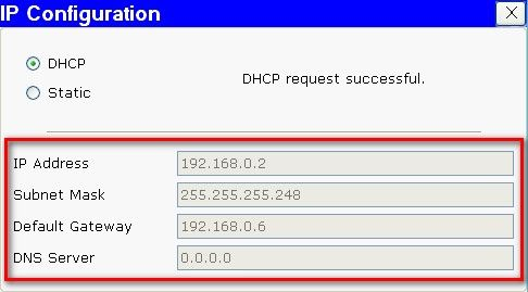 Klik DHCP, lihat perubahannya Gambar 6 : Ketika kita mengklik DHCP, disitu keterangannya adalah Requesting IP Address yang artinya dia masih meminta sebuah alamat ip pada server, tunggu saja