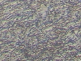Foto struktur mikro daerah daerah las, HAZ logam induk, las dengan normalizing (100 ) dengan laju pendinginan sangat cepat menghasilkan struktur butir yang paling