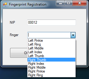 63 2. Form Registrasi Fingerprint Gambar 4.2 merupakan form registrasi fingerprint.