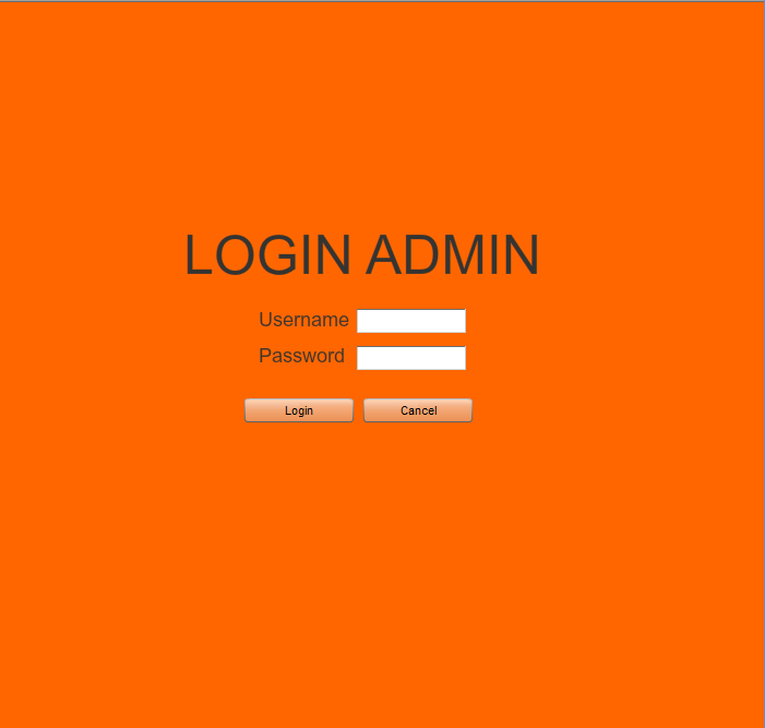 17 8. Menjalankan atau Memainkan Aplikasi Admin. ii. Setelah dibuka, tampak layar login aplikasi. Di sini, anda harus memasukkan username dan password yang sudah terdaftar sebagai admin aplikasi.
