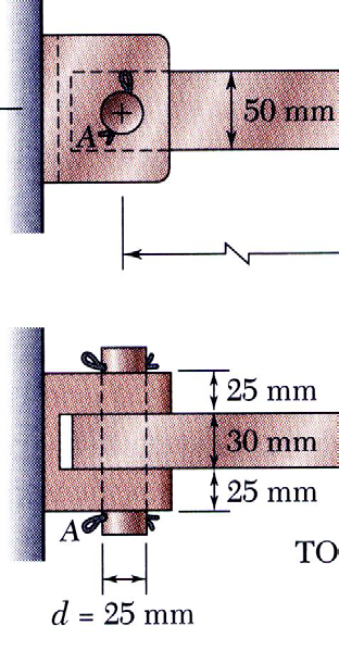 Untuk menentukan tegangan tumpu di pada boom B, diperoleh t 30 mm dan d 25 mm, σ b td 40kN ( 30mm)( 25mm) 53.