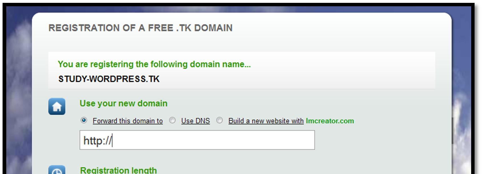 Masukkan nama web hosting.